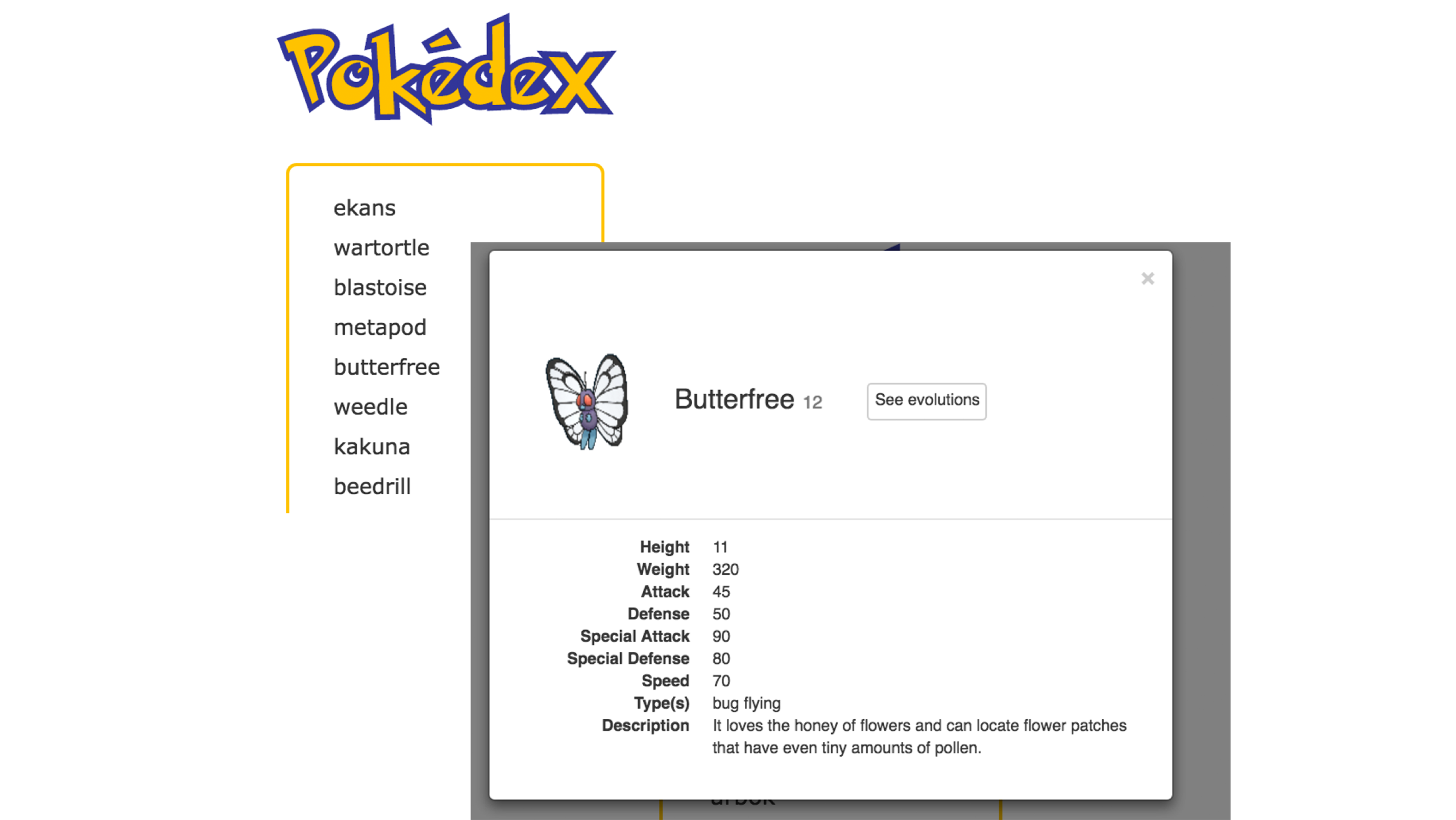 pokedex, get information on your favorite pokemon character